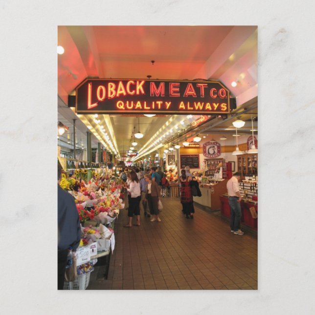 Loback Meat Co., Pike's Market, Seattle Postcard (Front)