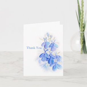 Lobelia art blue flower wedding thank you card