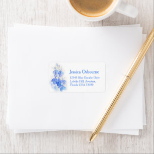 Lobelia blue watercolor wedding address label