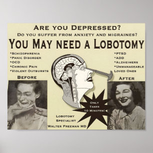 Lobotomy Advertising Poster Vintage Ad
