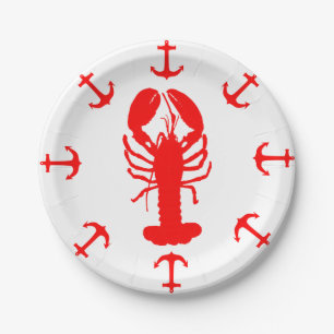 Lobster and Anchor Paper Plate