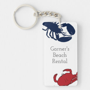 Lobster and Crab Custom Beach House Key Ring