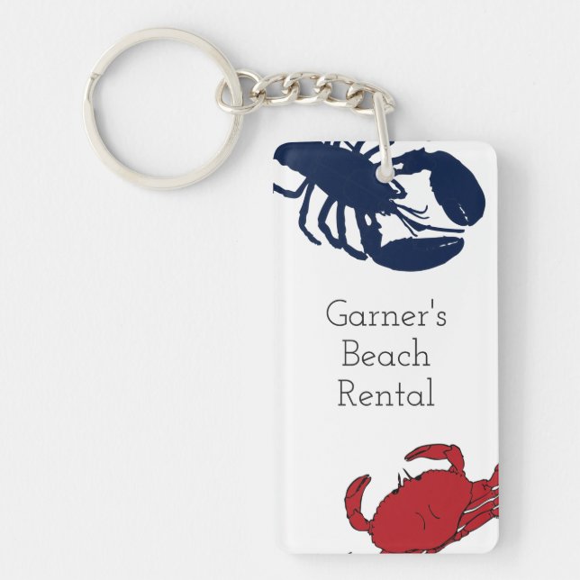 Lobster and Crab Custom Beach House Key Ring (Front)