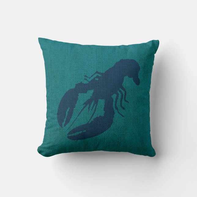 Lobster and Crab in Ocean Green Blue Cushion (Front)