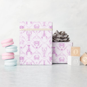 Lobster and Crabs Light Pink Preppy Wrapping Paper