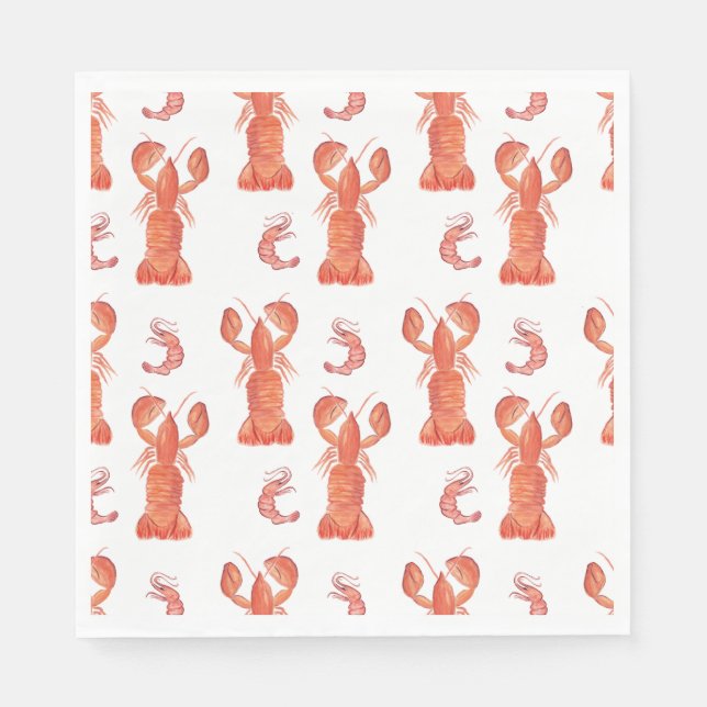 Lobster and Crawfish Pattern Wedding Napkin (Front)