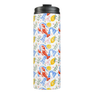 Lobster and Lemon Italian Summer Gingham Pattern Thermal Tumbler