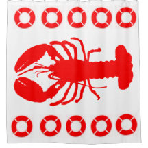 Lobster and Life Preserver Shower Curtain