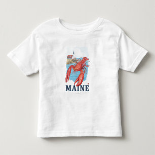 Lobster and Portland Lighthouse Scene Toddler T-Shirt