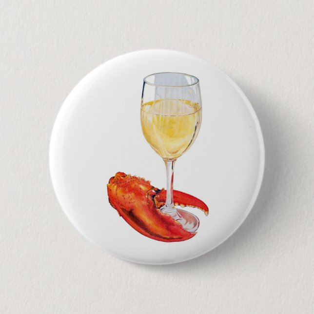 Lobster and Wine 6 Cm Round Badge (Front)