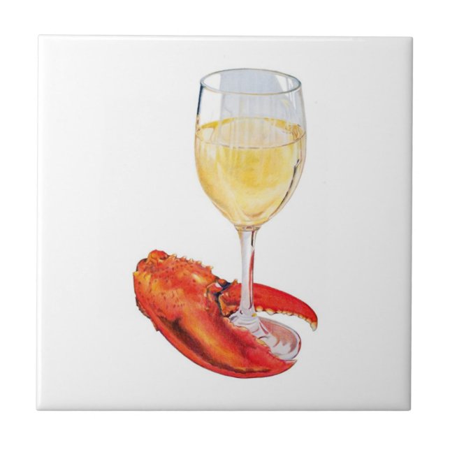 Lobster and Wine Ceramic Tile (Front)