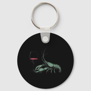 Lobster and Wine Drinking Wine Seafood Lover Key Ring