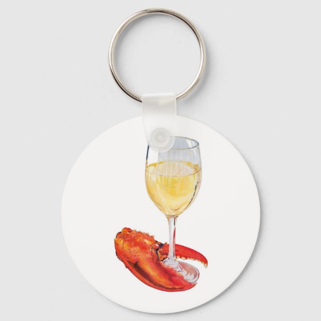Lobster and Wine Key Ring (Front)