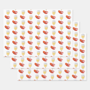 Lobster and Wine Wrapping Paper Sheet