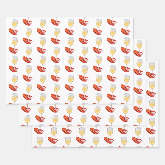 Lobster and Wine Wrapping Paper Sheet (Set)