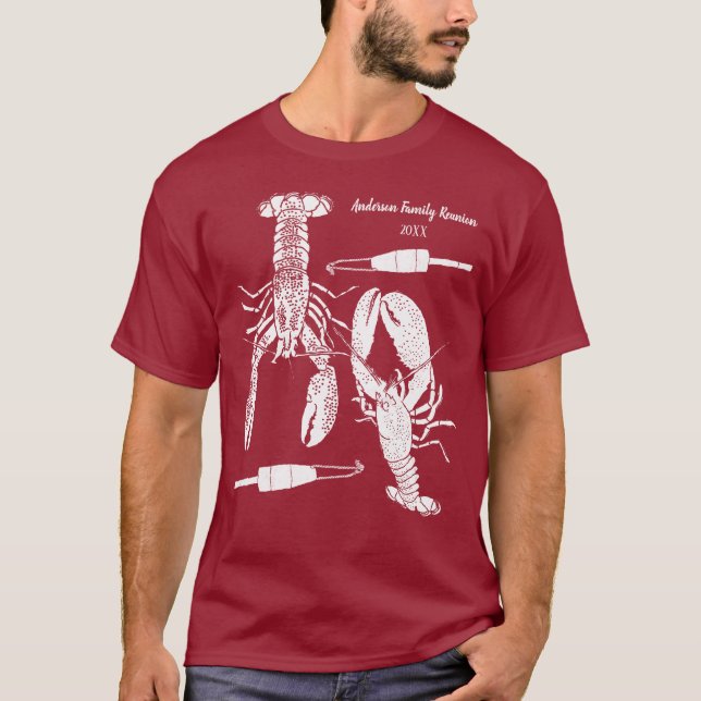 Lobster and Wooden Fishing Buoys Custom Message T-Shirt (Front)