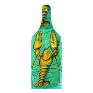 lobster art cutting board paddle