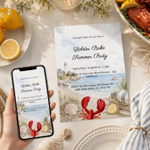Lobster Bake coastal beach party Invitation