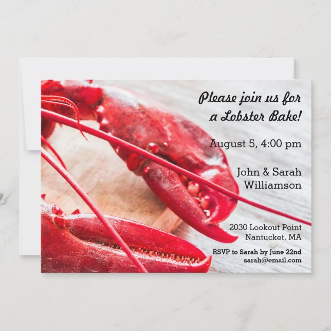 Lobster Bake Crawfish Boil Summer Nautical Beach Invitation (Front)