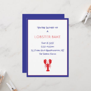Lobster Bake Invitation Red White Blue Maine Fun