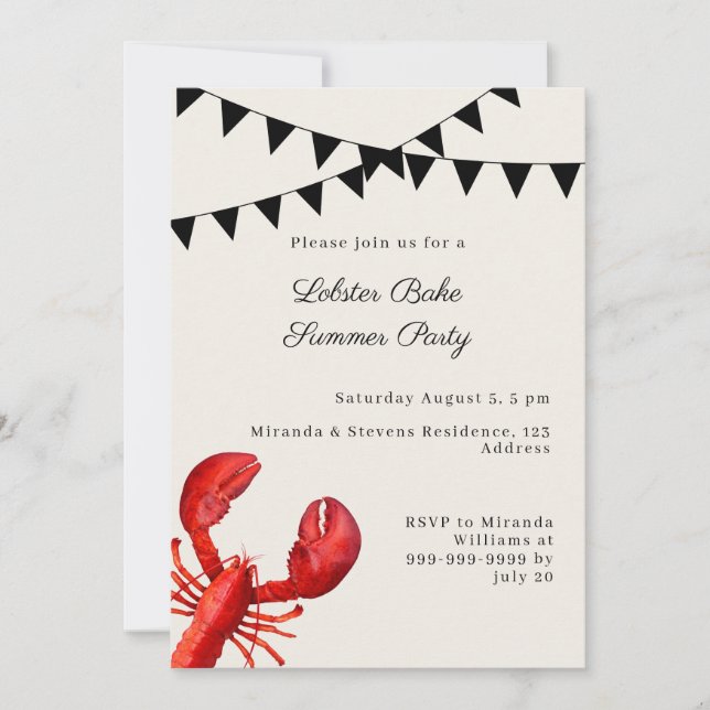 Lobster Bake sand Summer Party Invitation (Front)