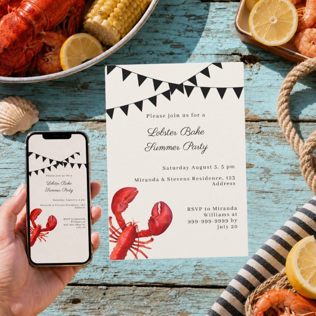 Lobster Bake sand Summer Party Invitation (Creator Uploaded)