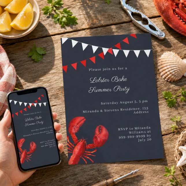 Lobster Bake Summer Party Invitation (Creator Uploaded)
