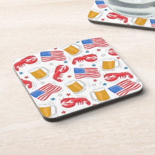 Lobster Beer Flag Star Coaster