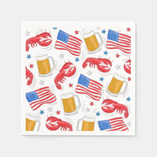 Lobster Beer Flag Star Napkin