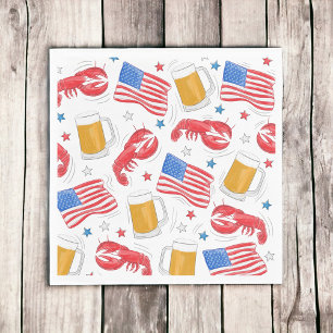 Lobster Beer Flag Star Paper Plates Napkin