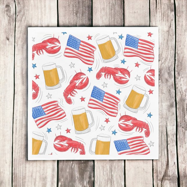 Lobster Beer Flag Star Paper Plates Napkin (Creator Uploaded)