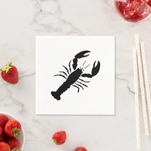 Lobster black and white modern graphic cute fun  napkin