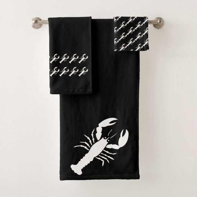 Lobster Black and white towel set (Insitu)