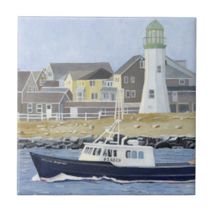 Lobster Boat Scituate Harbor Ceramic Tile
