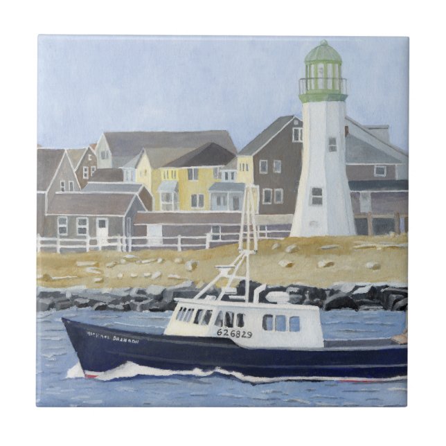 Lobster Boat Scituate Harbor Ceramic Tile (Front)