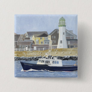 Lobster Boat Scituate Harbour 15 Cm Square Badge