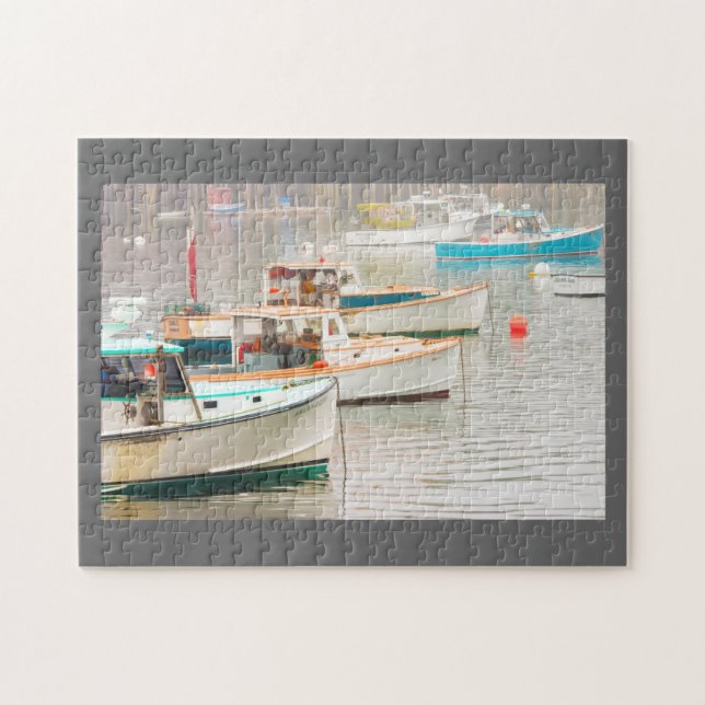 Lobster Boats In Bass Harbour, Mount Desert Island Jigsaw Puzzle (Horizontal)