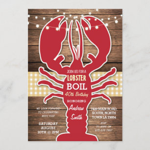 Lobster Boil BBQ Any Age Birthday Party Crawfish Invitation