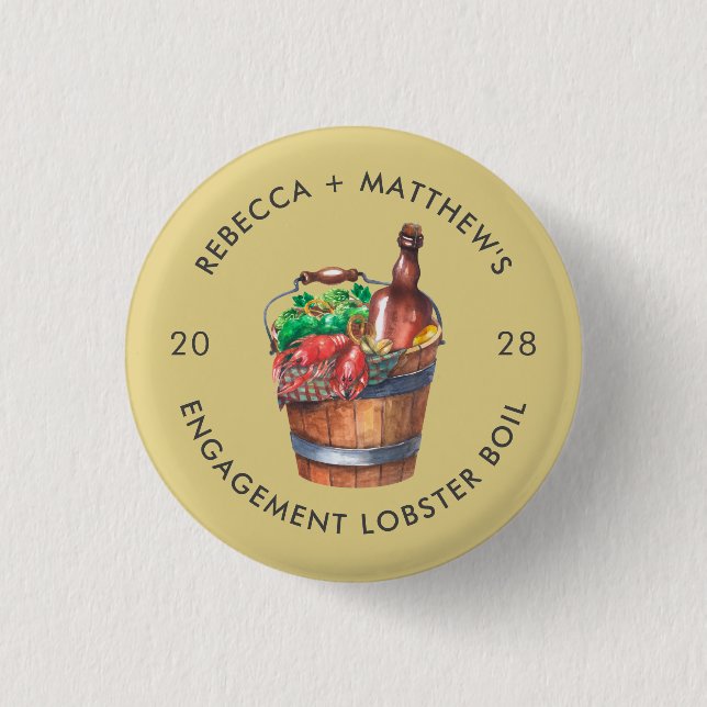 Lobster Boil Engagement Party Custom Swag 3 Cm Round Badge (Front)