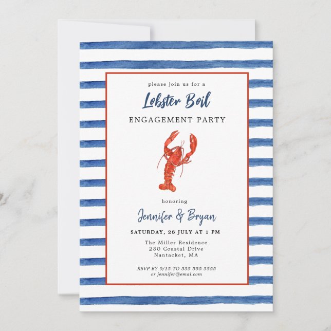 Lobster Boil engagement party invitation (Front)