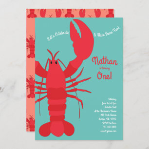Lobster Boil Kids 1st Birthday Party Seafood Invitation