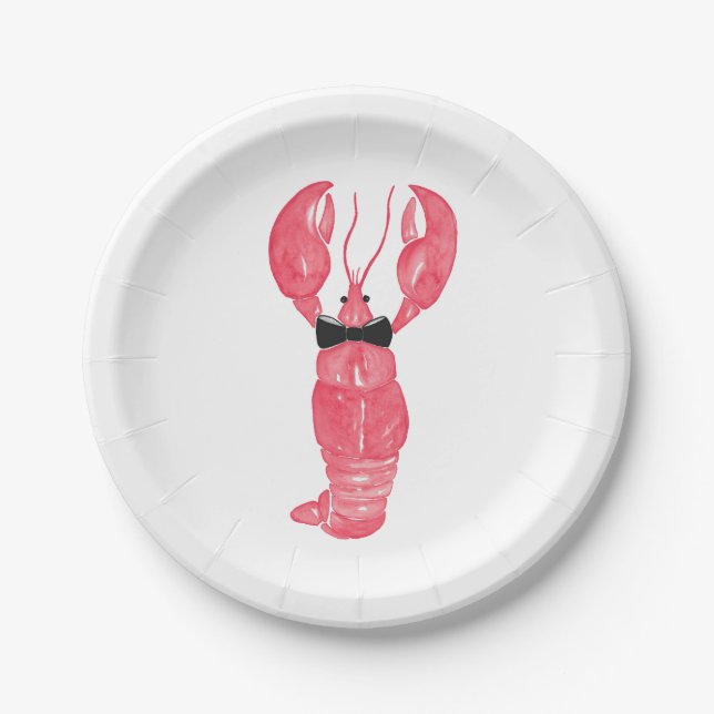 Lobster Bowtie Paper Plates (Front)