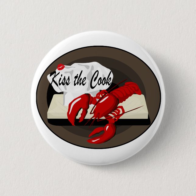 Lobster Chef Kiss the Cook Button (Front)