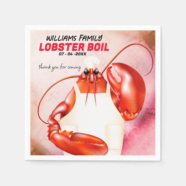 Lobster Chef Seafood Event Napkin (Front)