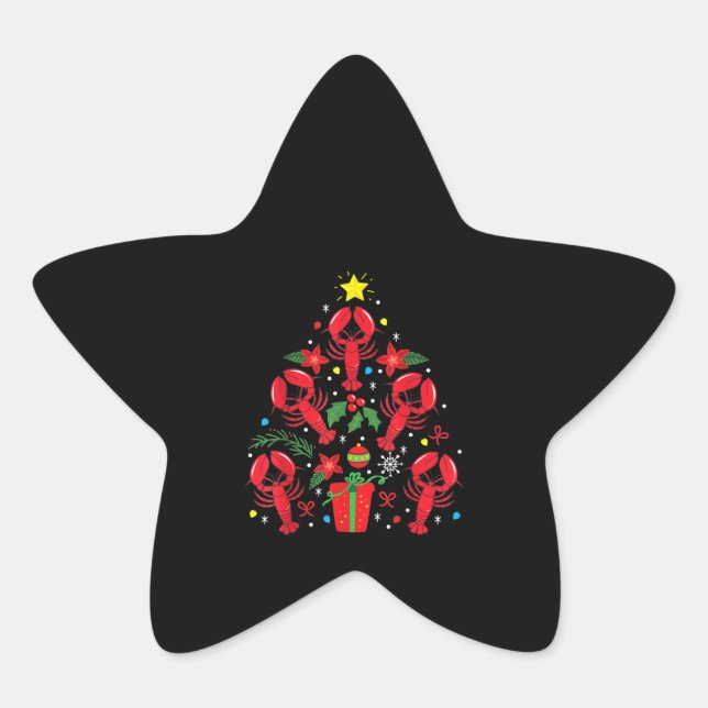 Lobster Christmas Ornament Tree Funny Xmas Gift Star Sticker (Front)