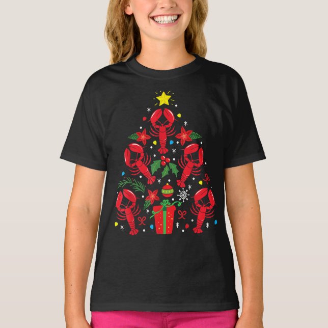 Lobster Christmas Ornament Tree Funny Xmas Gift T-Shirt (Front)