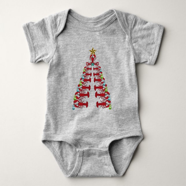 Lobster Christmas tree cute party ugly  Baby Bodysuit (Front)
