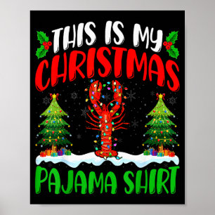 Lobster Christmas Tree Pajama Shirt Lobster Xmas L Poster