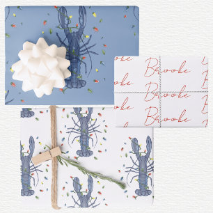 Lobster Christmas Wrapping Paper Sheet