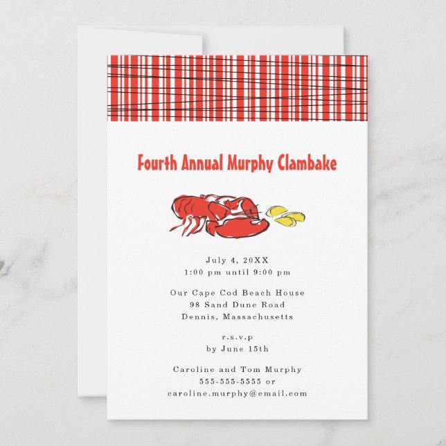 Lobster Clambake Summer Cookout Invitation (Front)